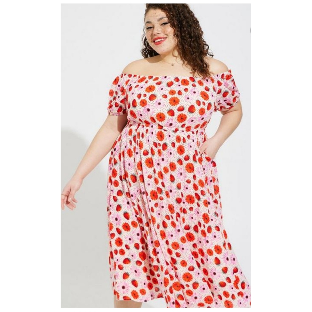 Retro Chic Midi Gauze Puff Sleeve Skater Dress
